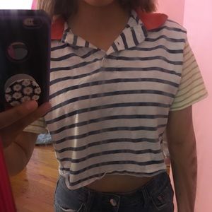 “Wild fable” cropped collared striped shirt